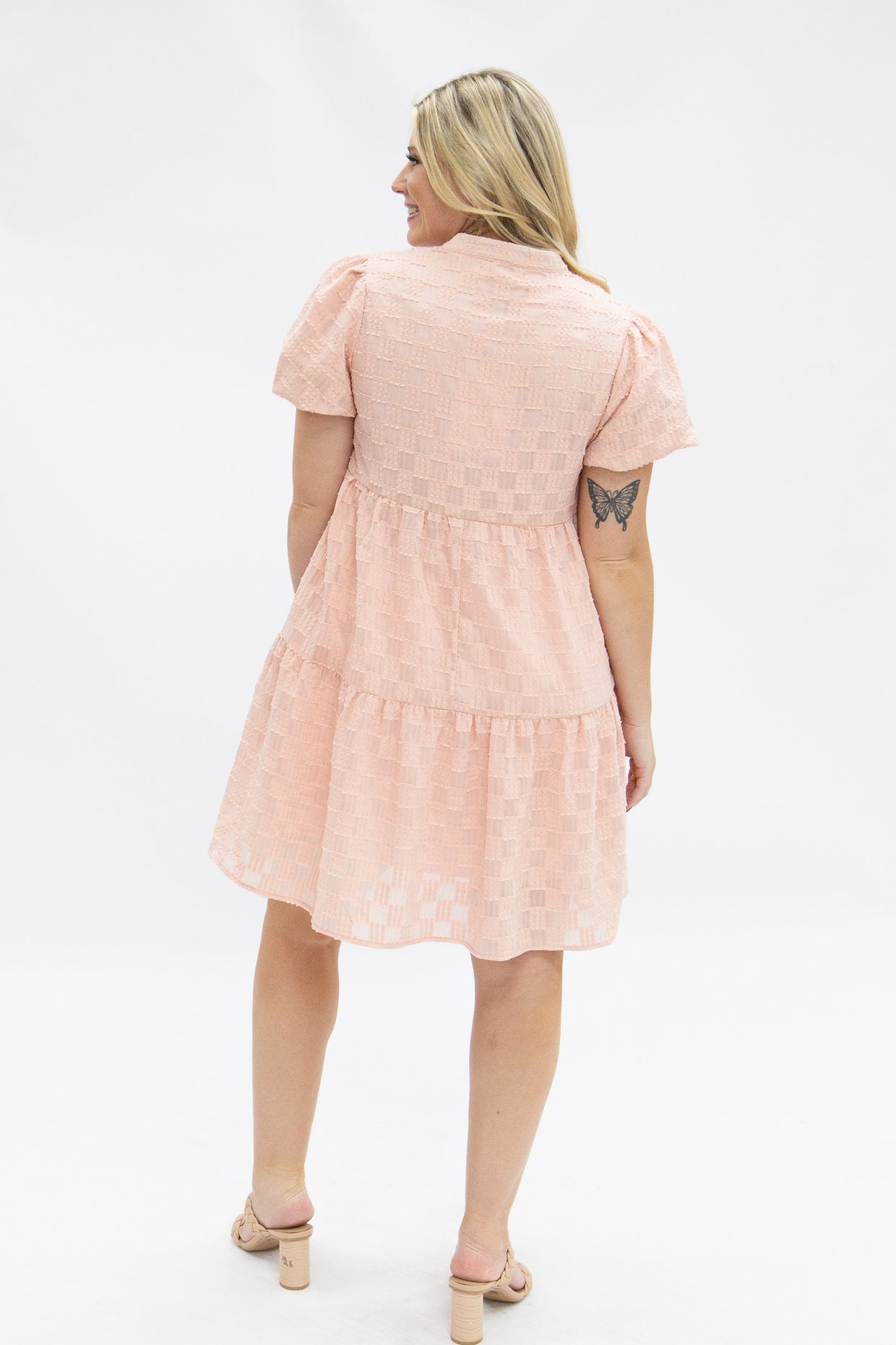 The Cathryn Checkered Dress - Blush