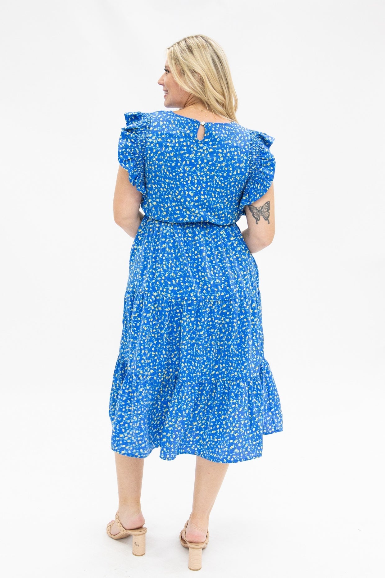 The Lani Blue Floral Tiered Dress
