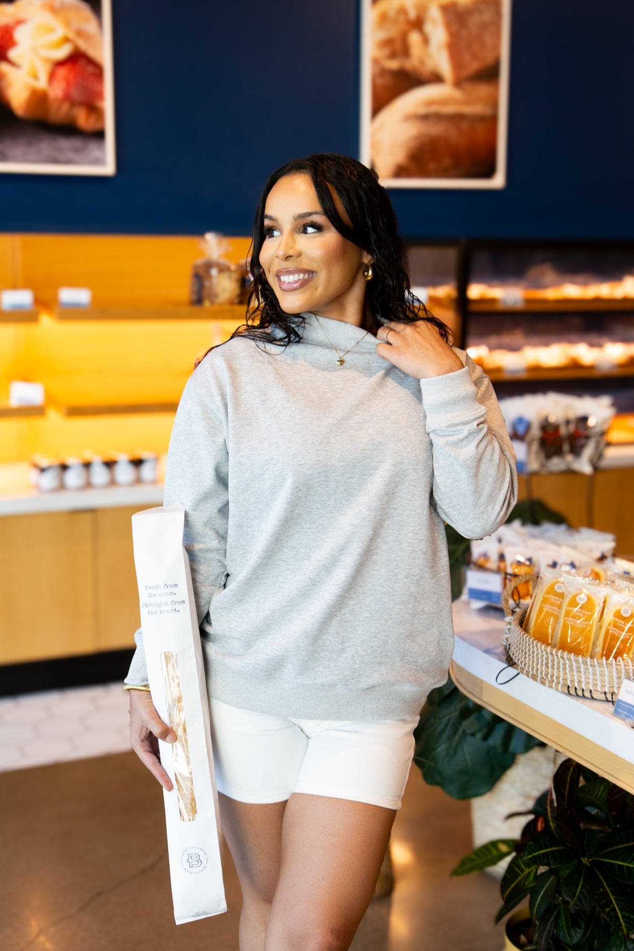 The Karly Mock Neck Sweatshirt - Grey