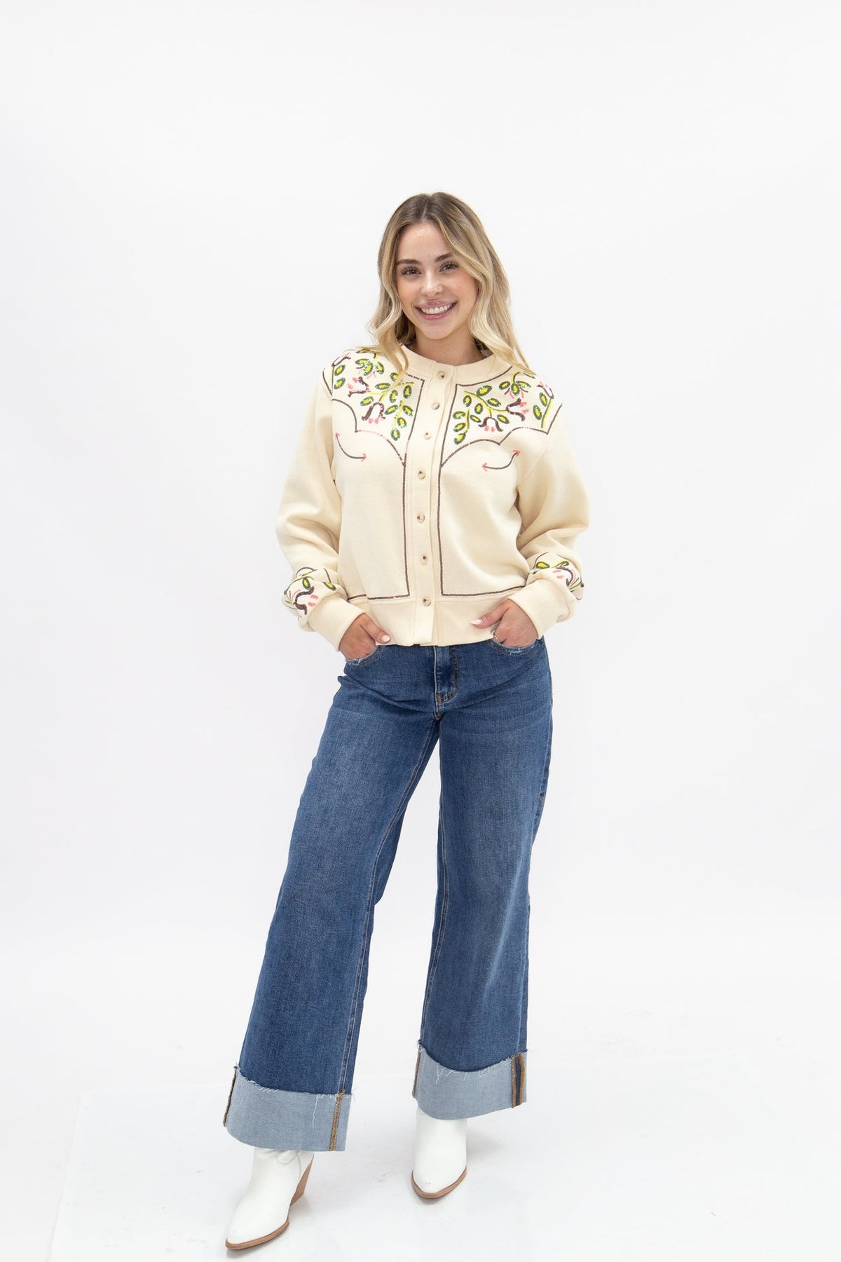 The Lainey Sequin Western Yoke Cardigan