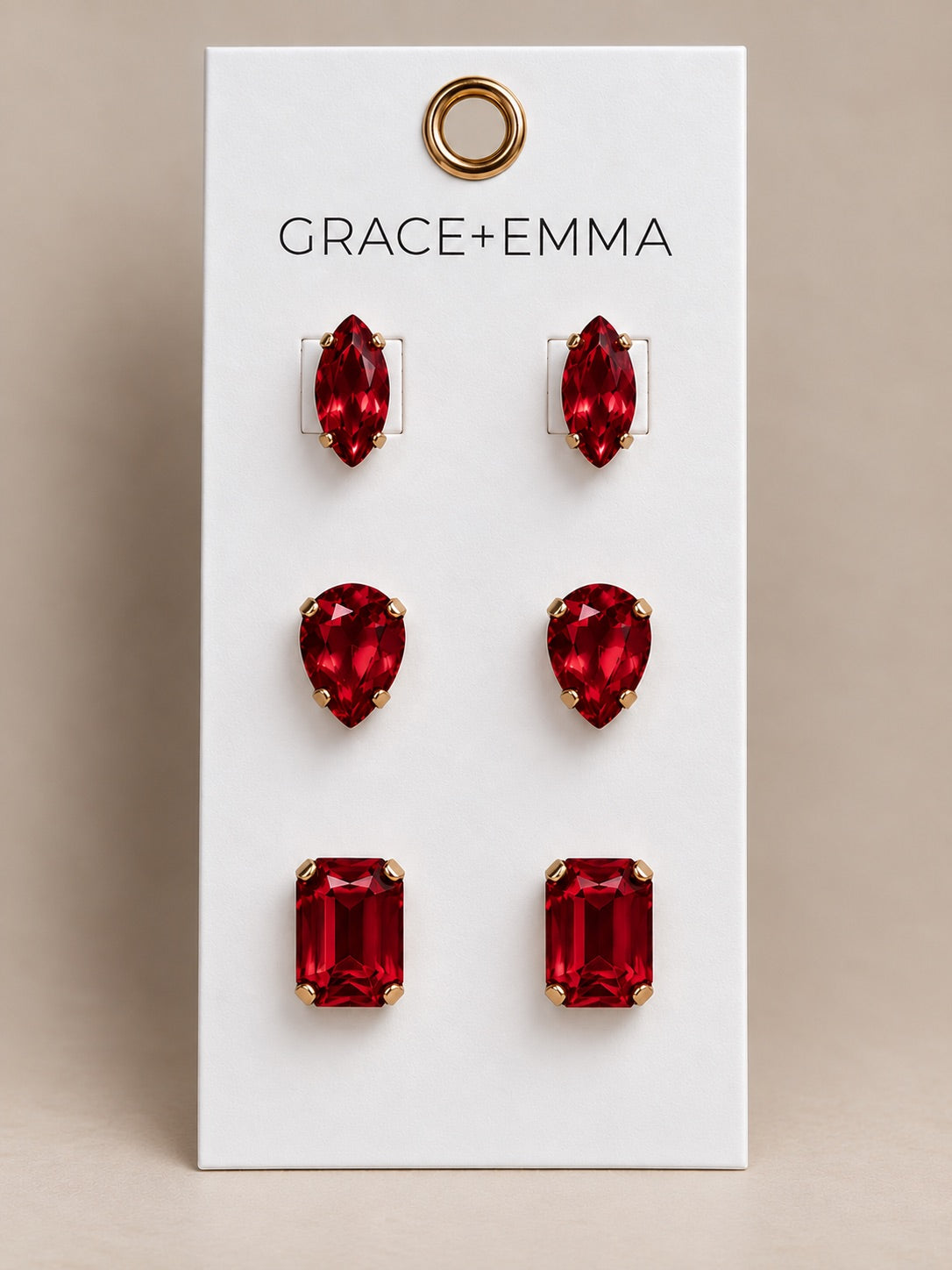 The Jenna Earring Stud Set - Red