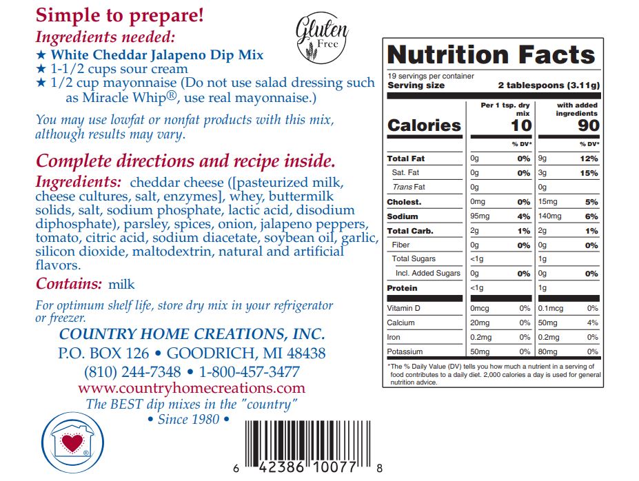 Country Home Creations - White Cheddar Jalapeño Dip Mix