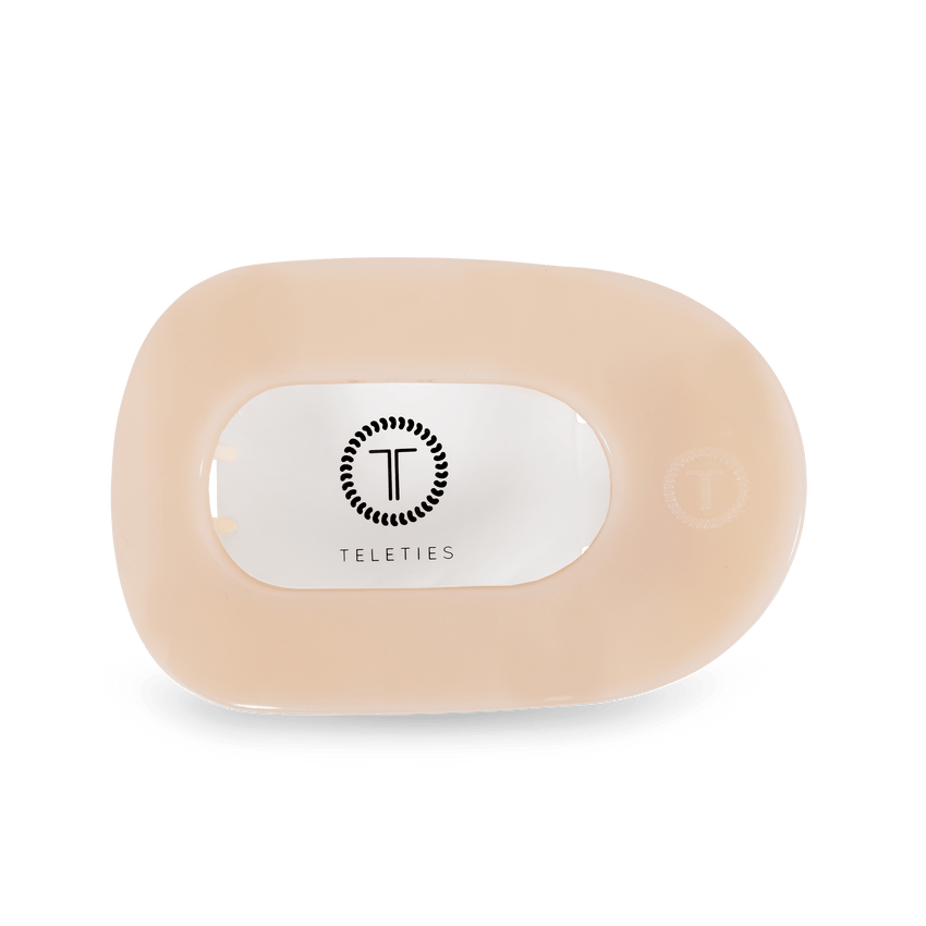 TELETIES - Large Flat Round Clip - Almond Beige