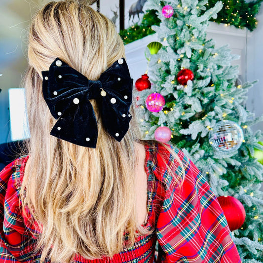 FINAL SALE - Simply Southern - Pearl Bow - Black