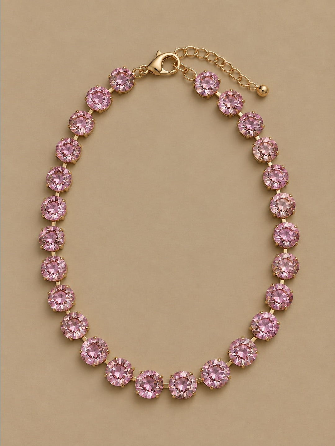 The Allie Round Stone Necklace - Light Pink