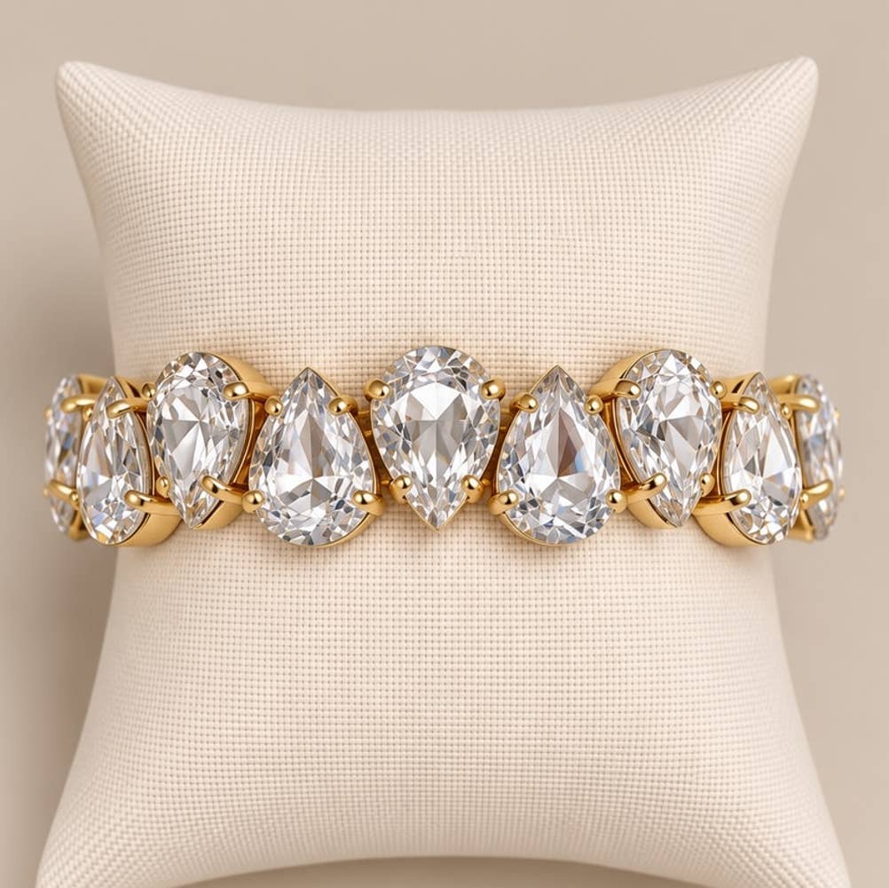 Gemmies Streth Bracelet - Teardrop Stones - Clear