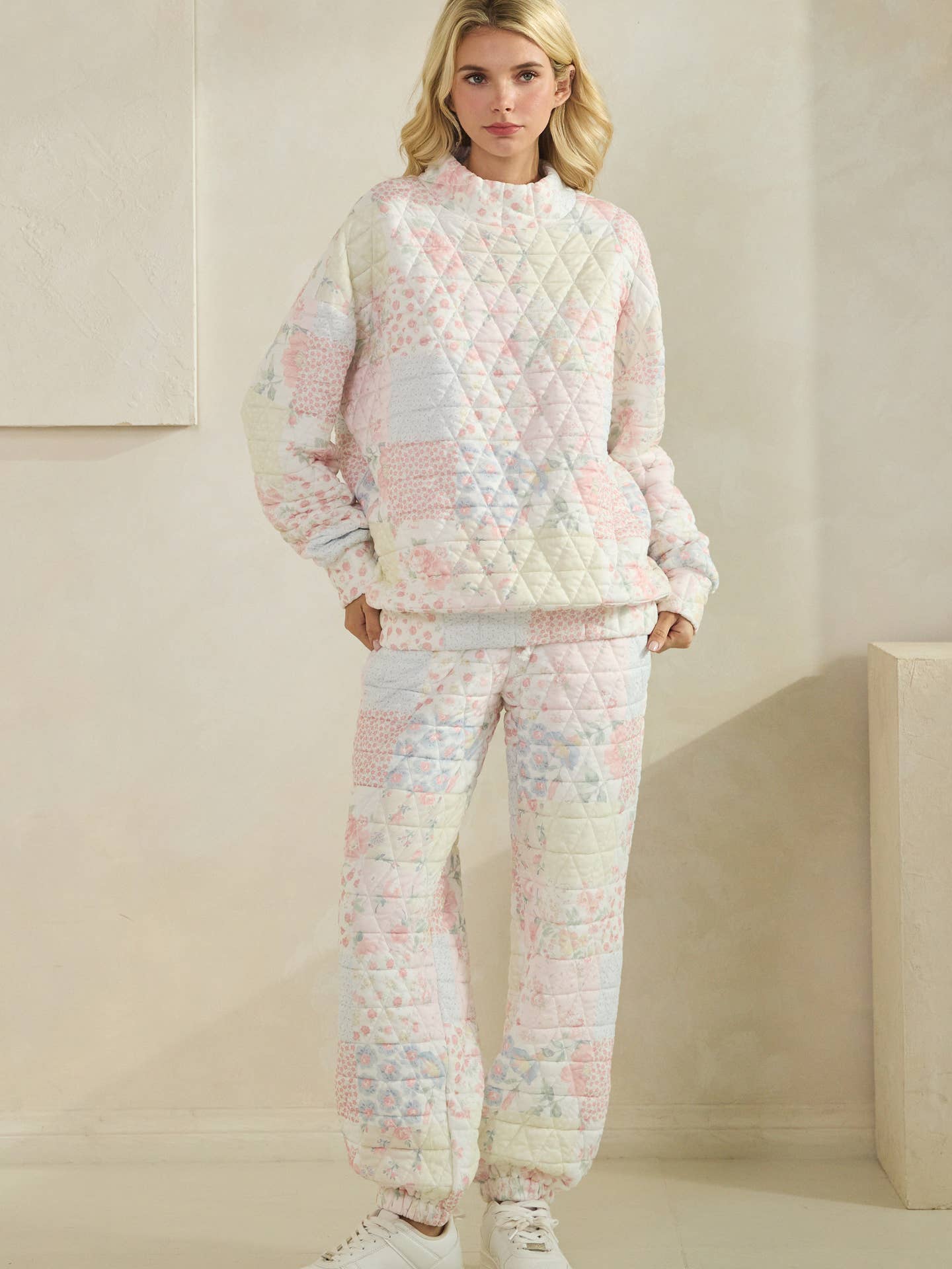 The Kiley Floral Quilted Lounge Pants - Pastel