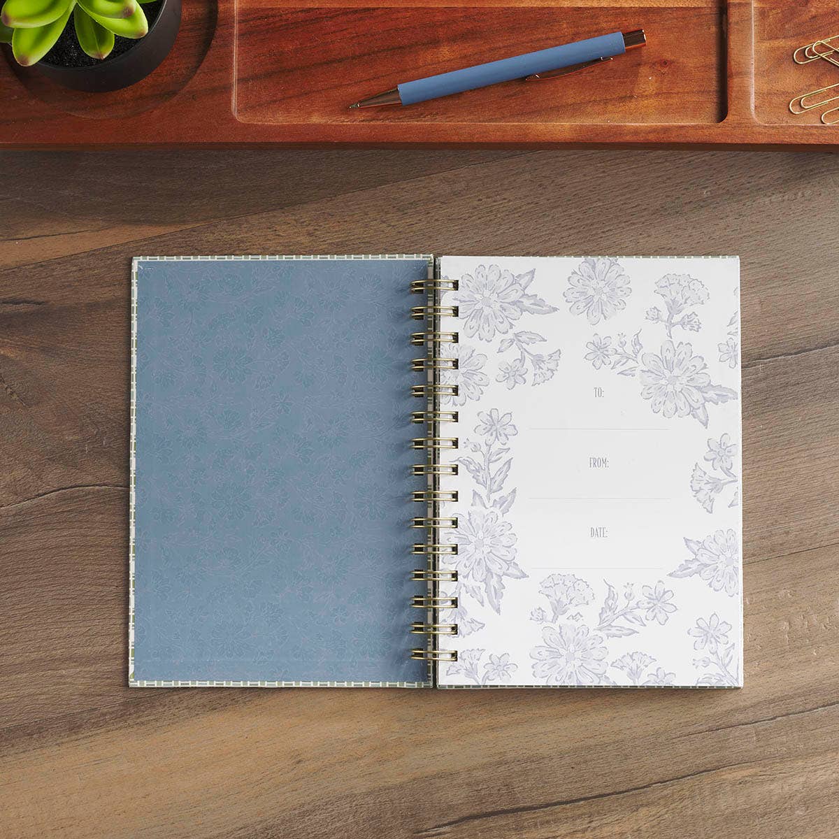 Journal Spiral Blue Floral Strength and Dignity Proverbs 31:25