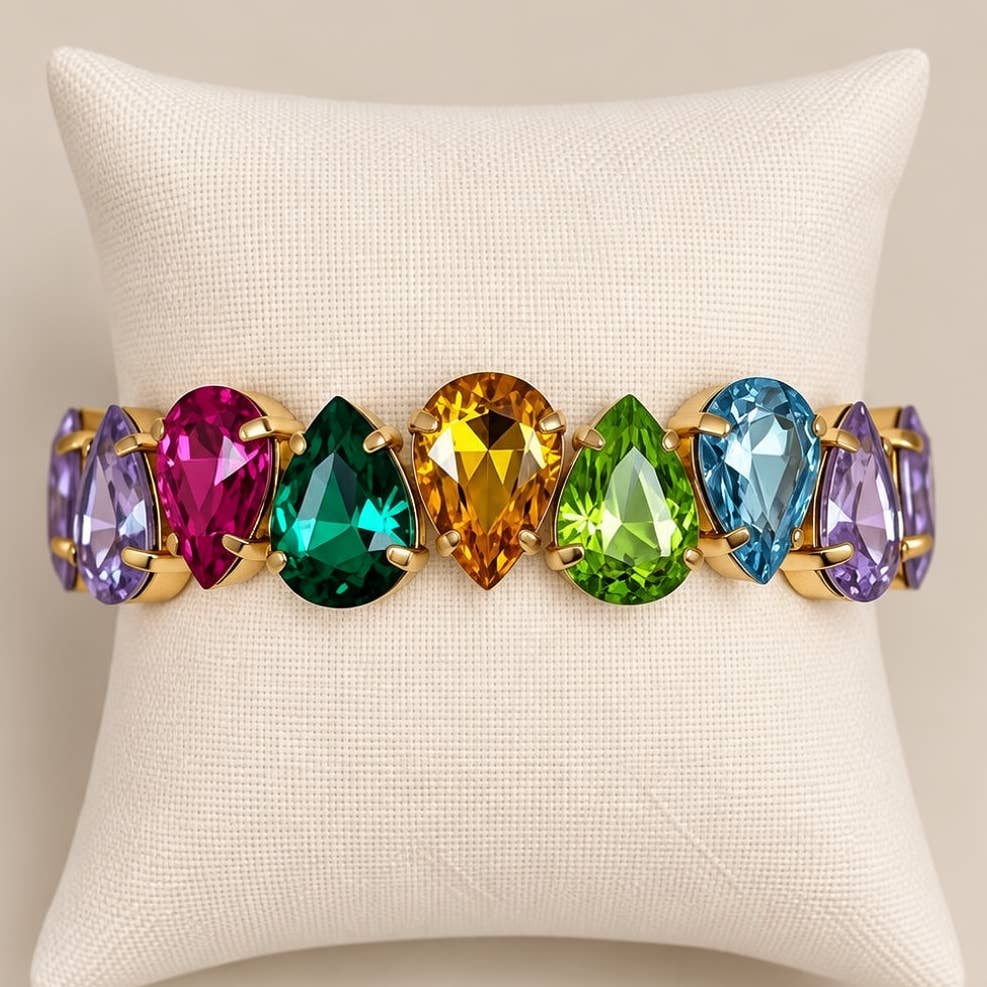Gemmies Stretch Bracelet - Teardrop Stones - Multi