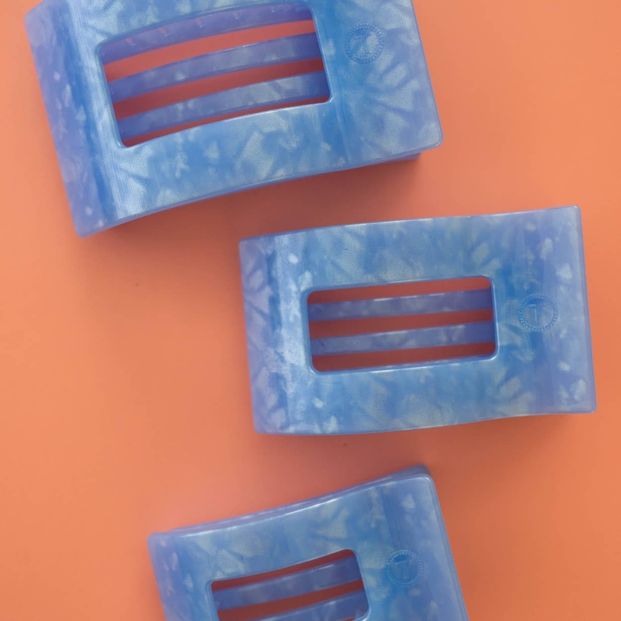 TELETIES - Small Flat Rectangle Hair Clip - Blue Lagoon