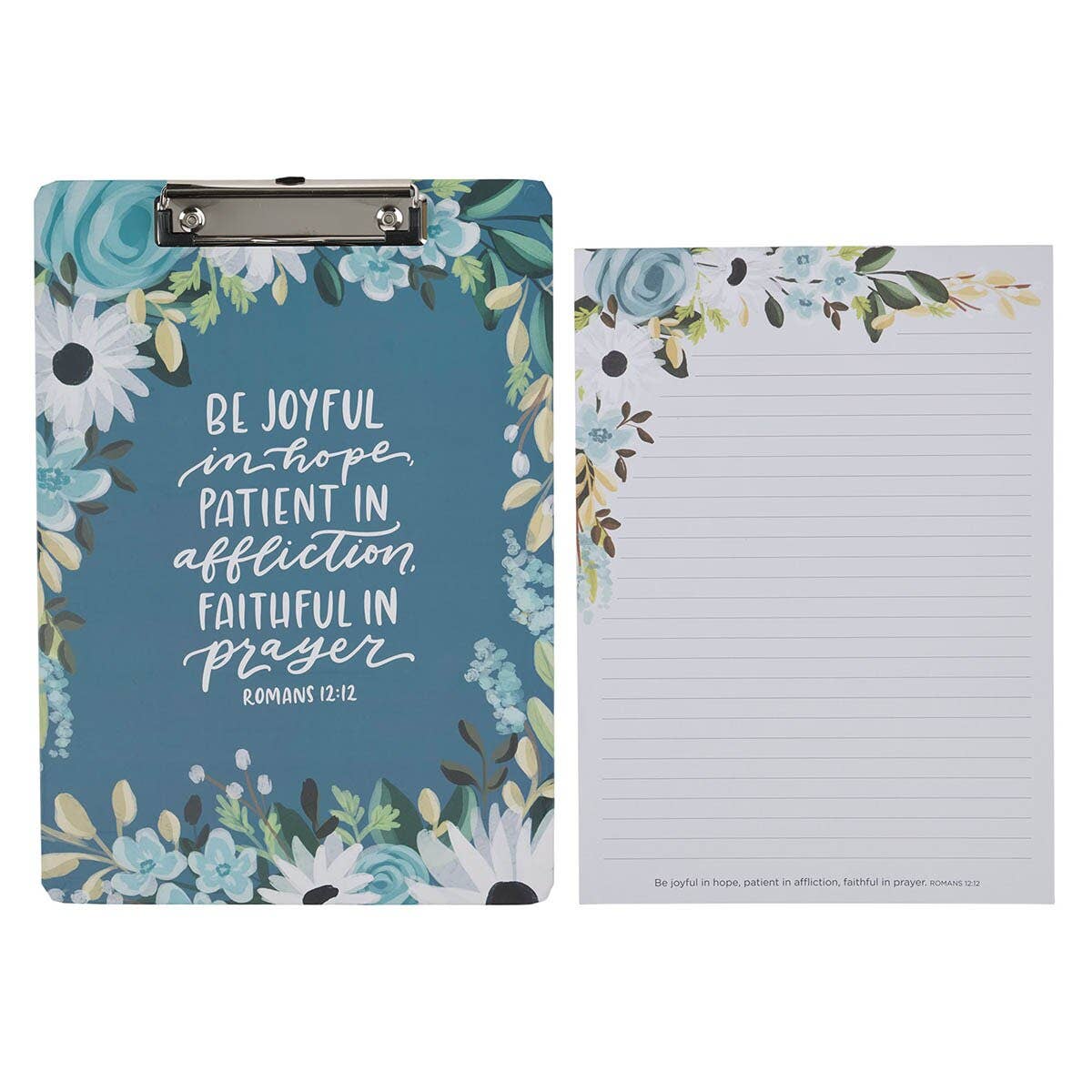 Clipboard w/ Pad - Blue Be Joyful in Hope Romans 12:12
