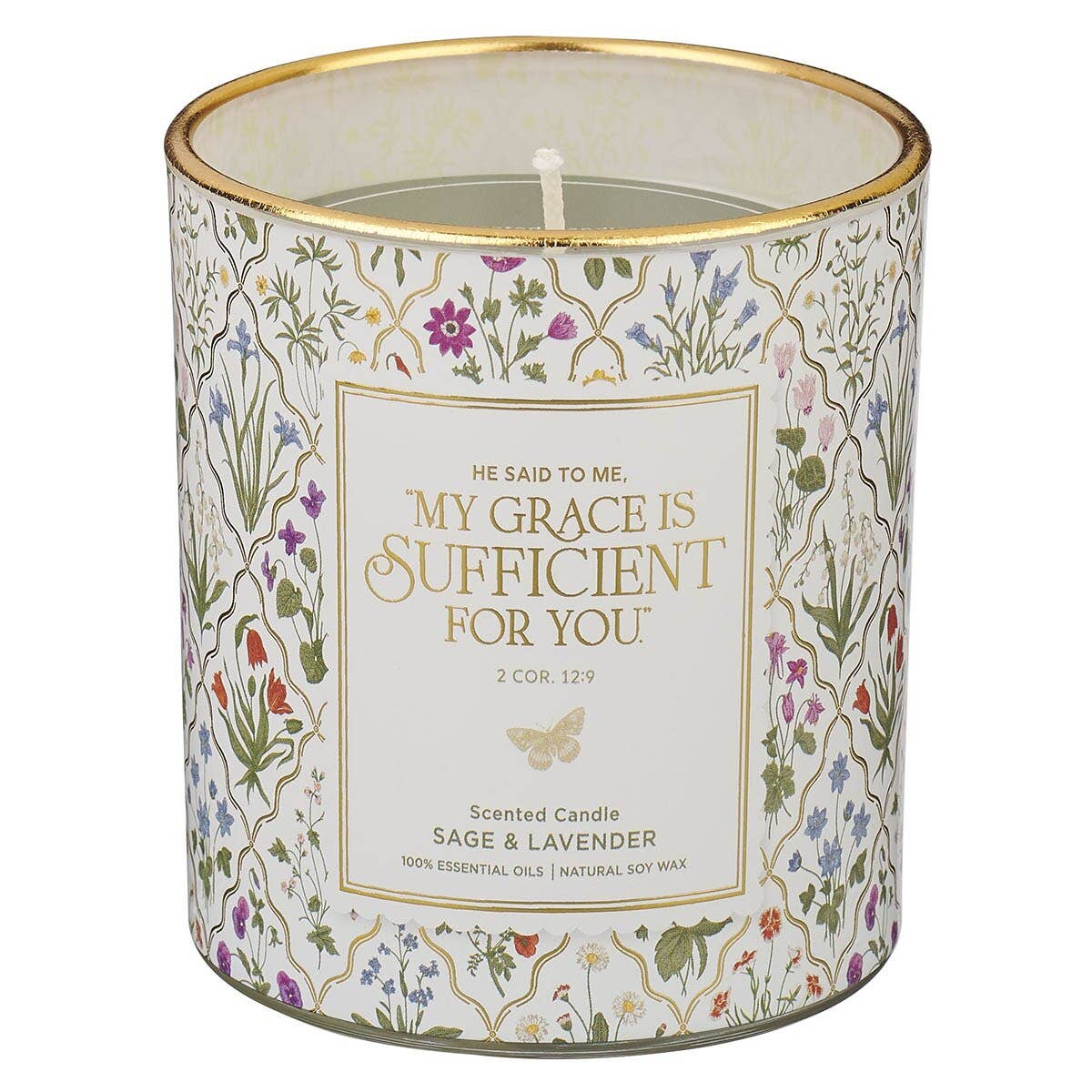Glass Candle - My Grace Is Sufficient 2 Corinthians 12:9