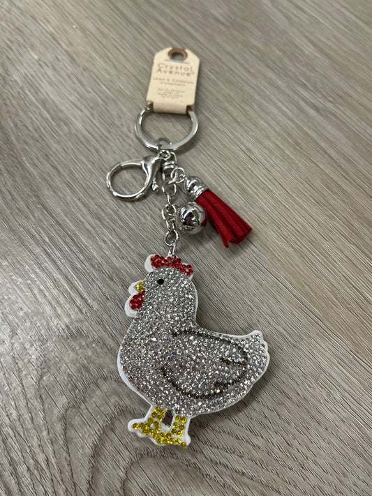 Crystal Chicken Puffy Keychain Purse Charm