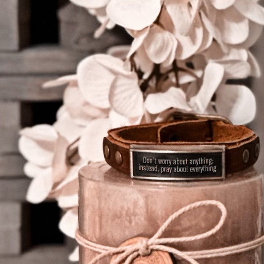 FINAL SALE - The Leather Wristlet : Don't Worry About Anything; Instead, Pray About Everything