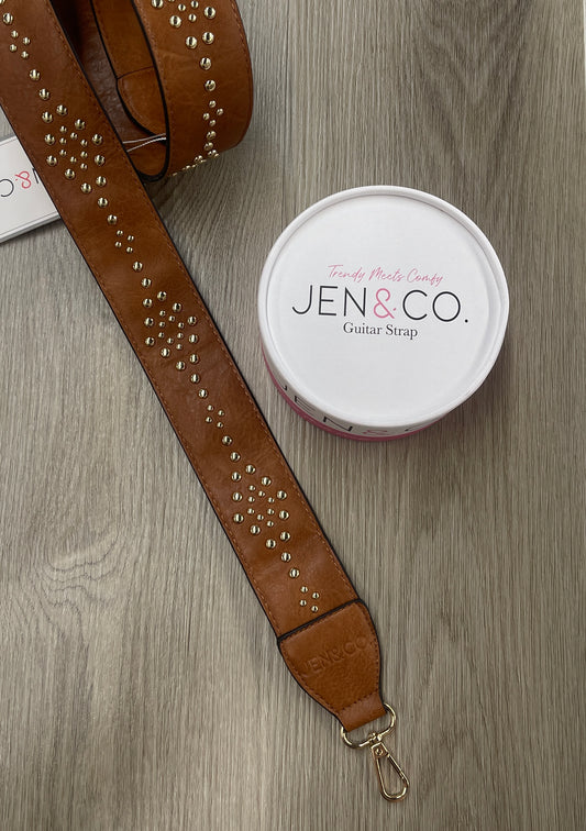 The Jaci Studded Guitar Bag Strap - Brown
