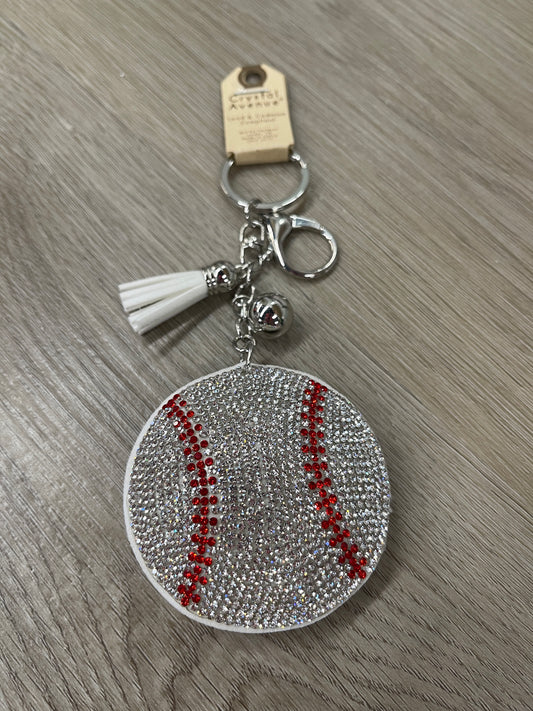 Baseball Crystal Puffy Keychain Purse Charm