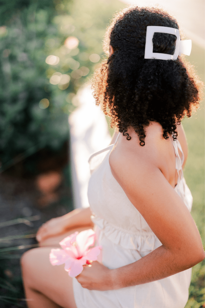 TELETIES - Large Flat Square Clip - Coconut White