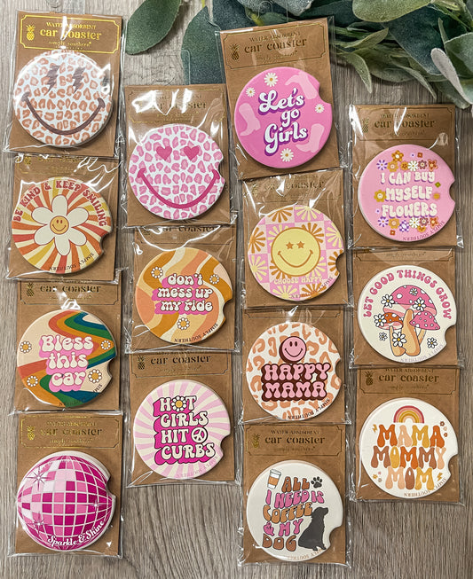 FINAL SALE - Simply Southern - Water Absorbent Car Coaster - ASST.