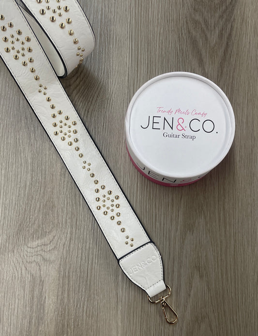 The Jaci Studded Guitar Bag Strap - White