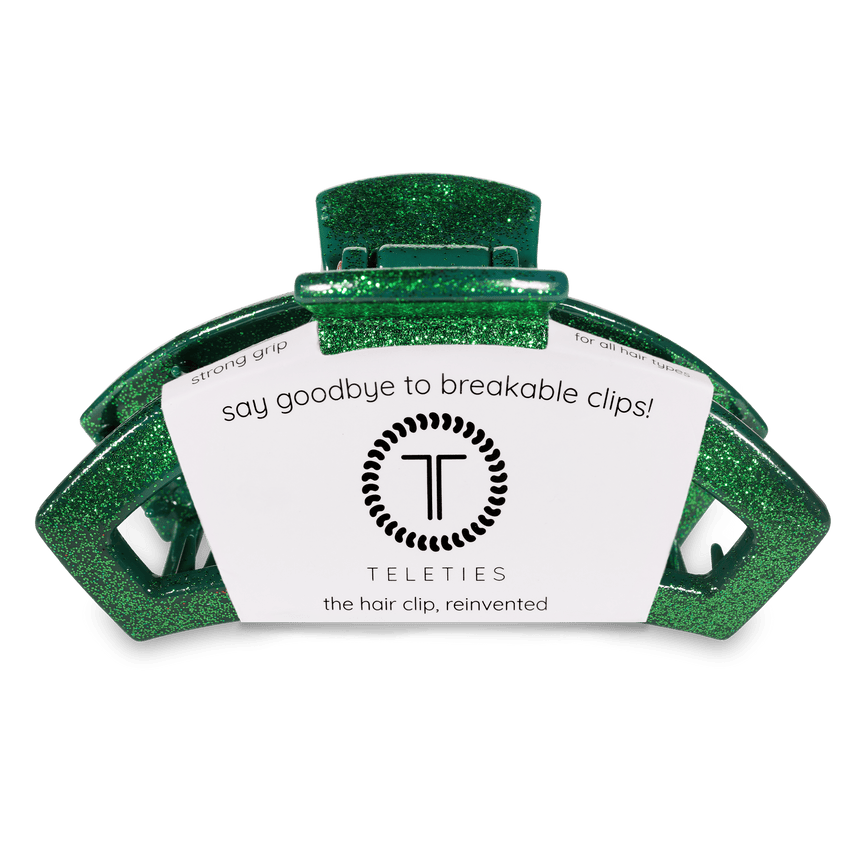 TELETIES - Open Large Hair Clip - Green Glitter