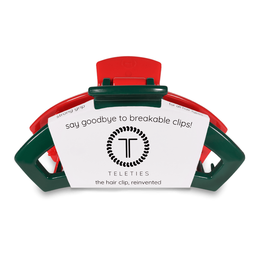 TELETIES - Open Large Hair Clip - Red & Green