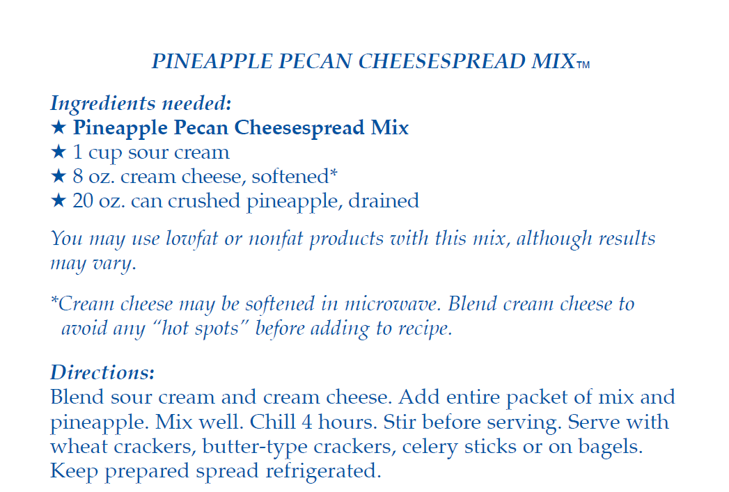 Country Home Creations - Pineapple Pecan Cheesespread Mix