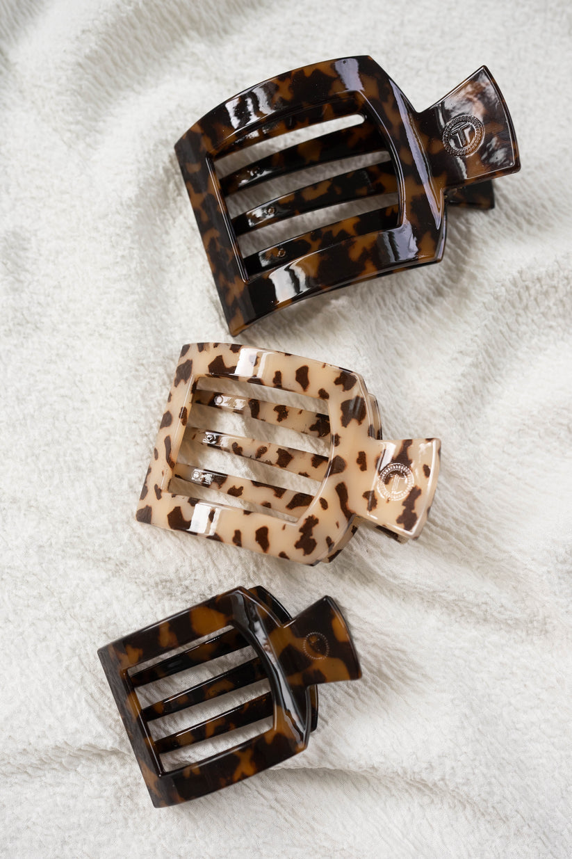 TELETIES - Small Flat Square Clip - Tortoise