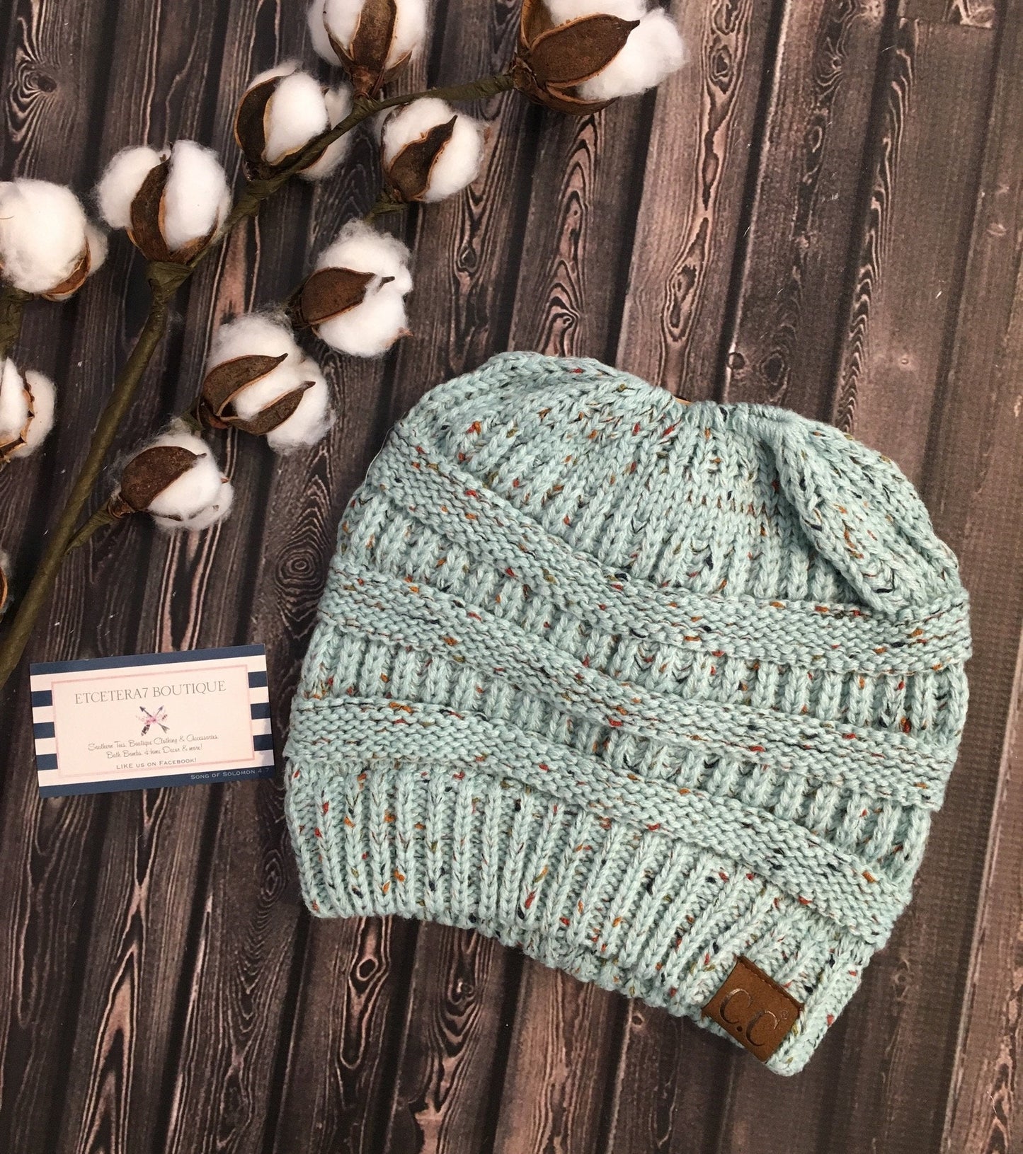 CC Beanie Messy Bun Speckled Confetti Beanie Tail Hat - MB33