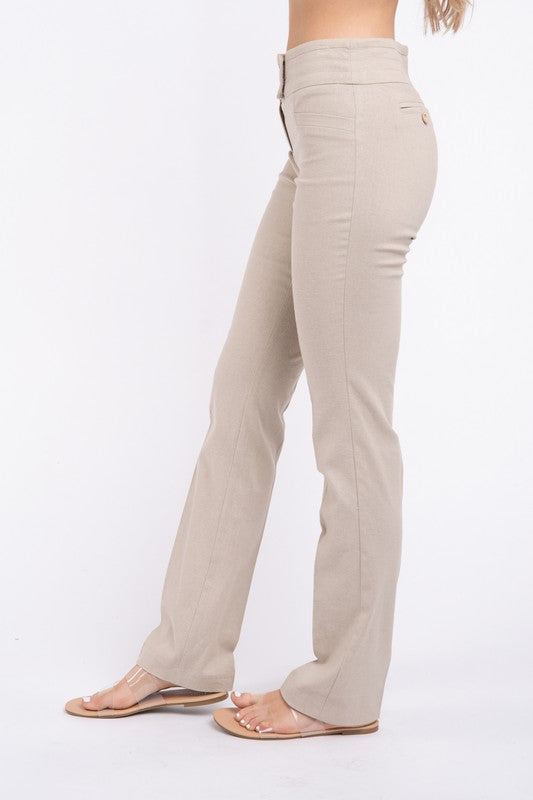 FINAL SALE - Brinn Linen High Rise Pants - Natural