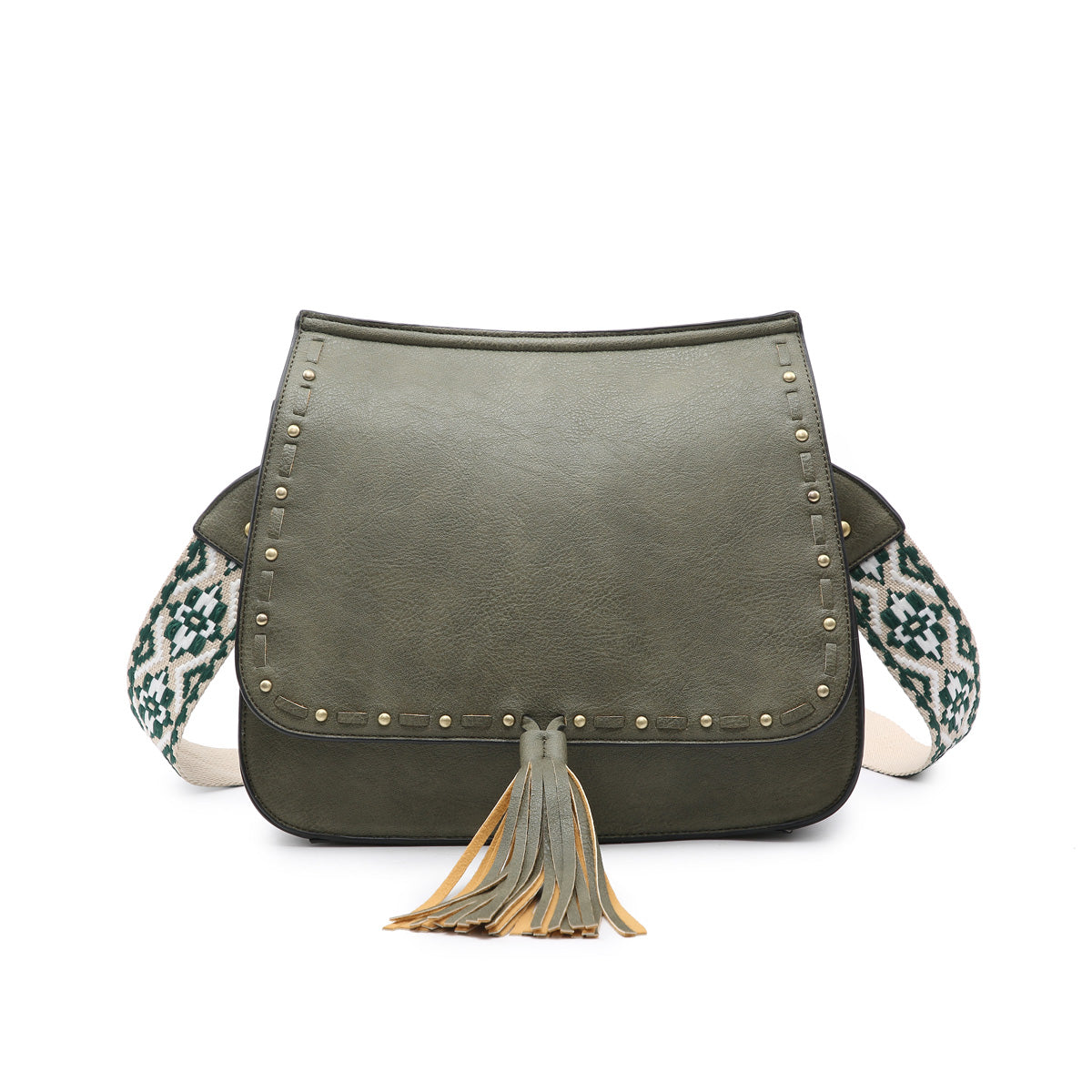 The Brinley Studded Crossbody Bag - Olive