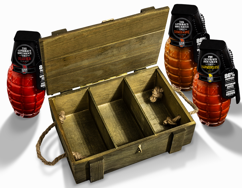 The General's Hot Sauce - 3-Star Ammo Crate Gift Box