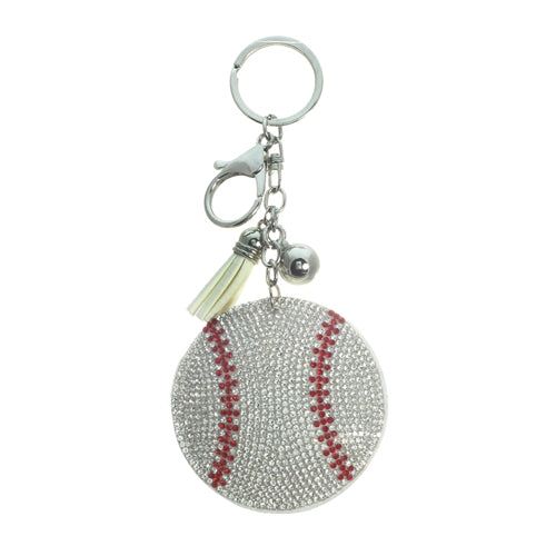 Baseball Crystal Puffy Keychain Purse Charm