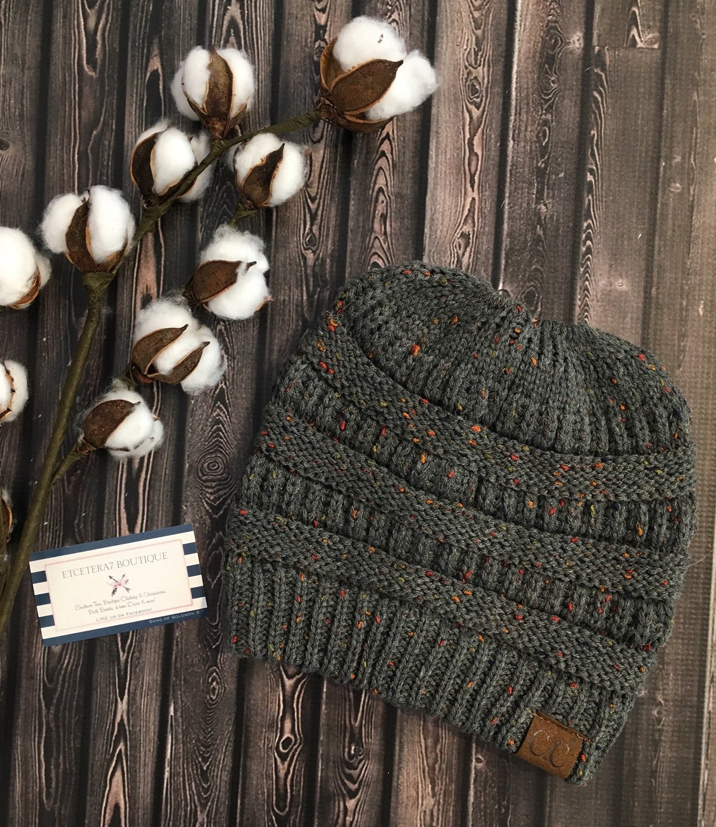 CC Beanie Messy Bun Speckled Confetti Beanie Tail Hat - MB33