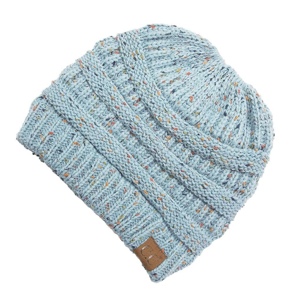 CC Beanie Messy Bun Speckled Confetti Beanie Tail Hat - MB33