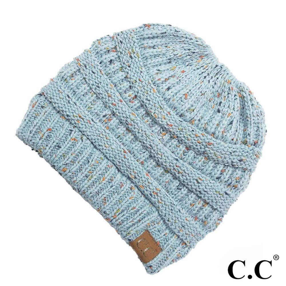 CC Beanie Messy Bun Speckled Confetti Beanie Tail Hat - MB33