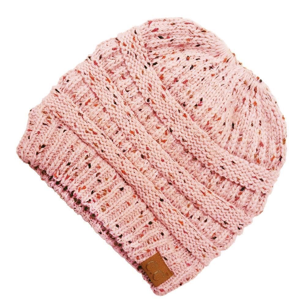 CC Beanie Messy Bun Speckled Confetti Beanie Tail Hat - MB33