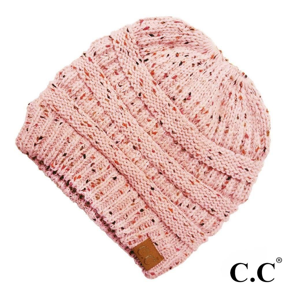 CC Beanie Messy Bun Speckled Confetti Beanie Tail Hat - MB33