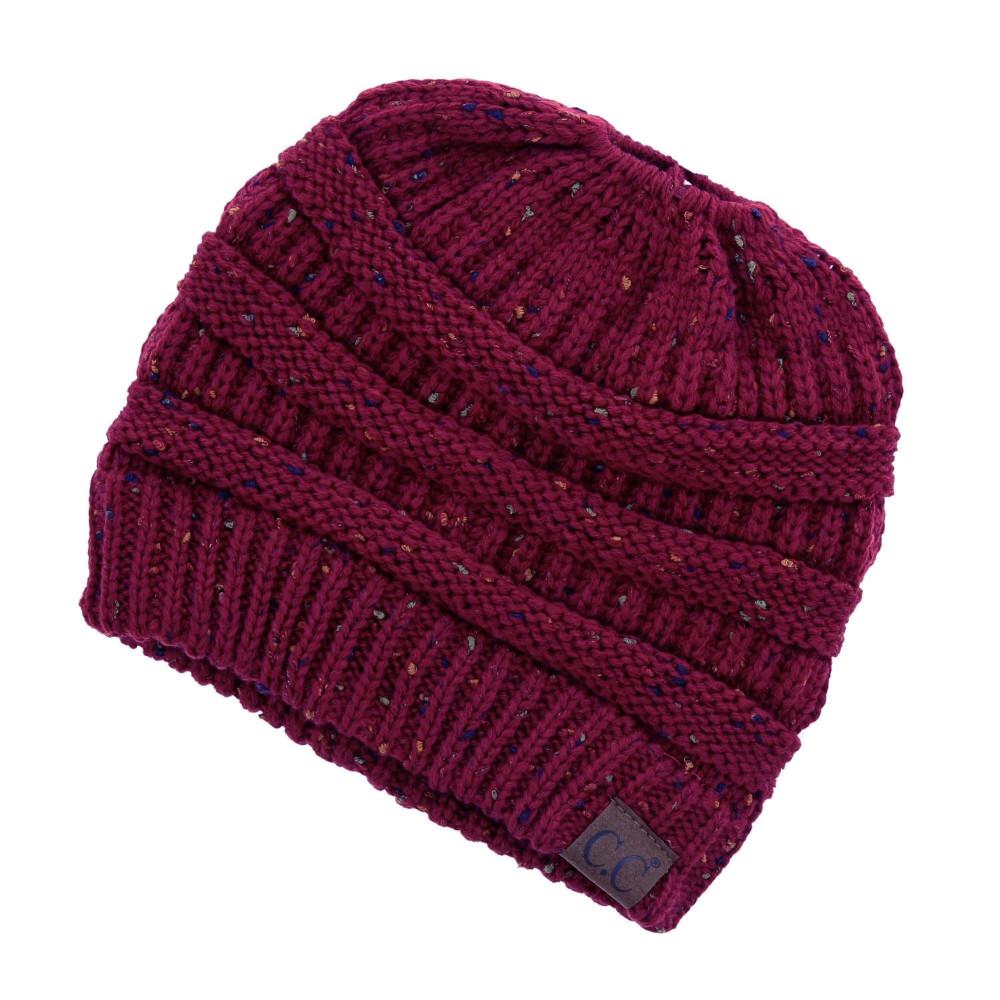CC Beanie Messy Bun Speckled Confetti Beanie Tail Hat - MB33