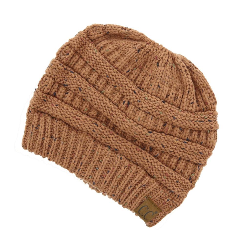 CC Beanie Messy Bun Speckled Confetti Beanie Tail Hat - MB33