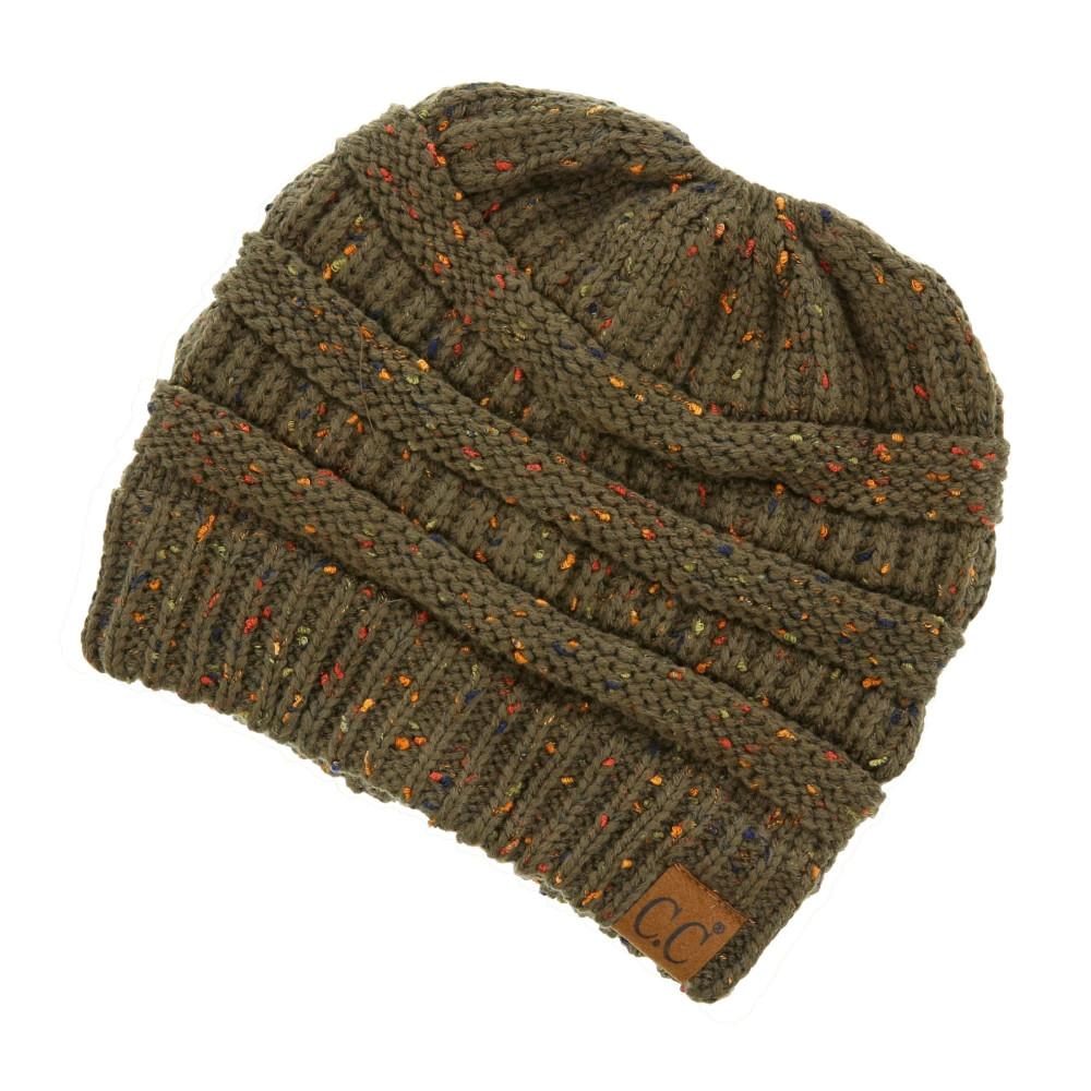 CC Beanie Messy Bun Speckled Confetti Beanie Tail Hat - MB33