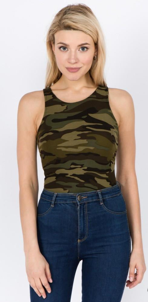 FINAL SALE - Seamless Tank Top Bodysuit - Camo (Sizes S/M, L/XL)