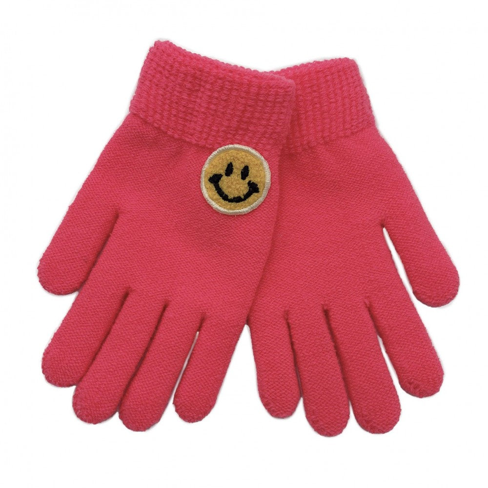 Smiley Face Patch Knit Texting Gloves - Asst. Colors