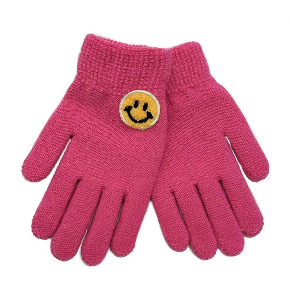Smiley Face Patch Knit Texting Gloves - Asst. Colors