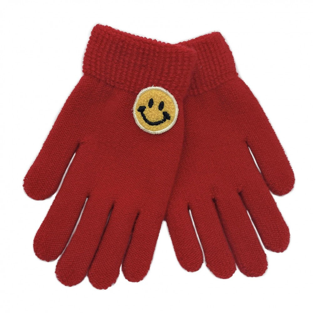 Smiley Face Patch Knit Texting Gloves - Asst. Colors