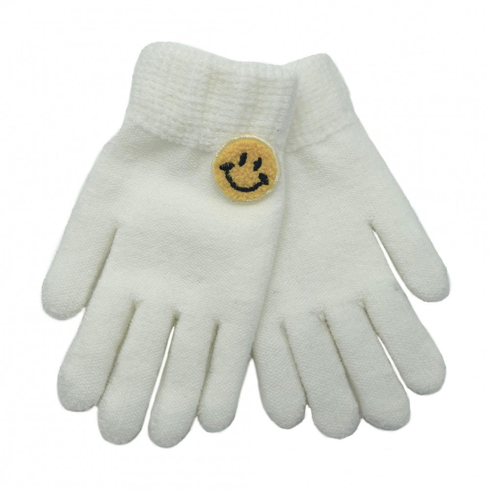 Smiley Face Patch Knit Texting Gloves - Asst. Colors