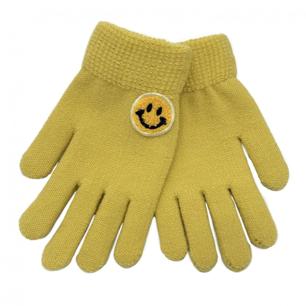 Smiley Face Patch Knit Texting Gloves - Asst. Colors