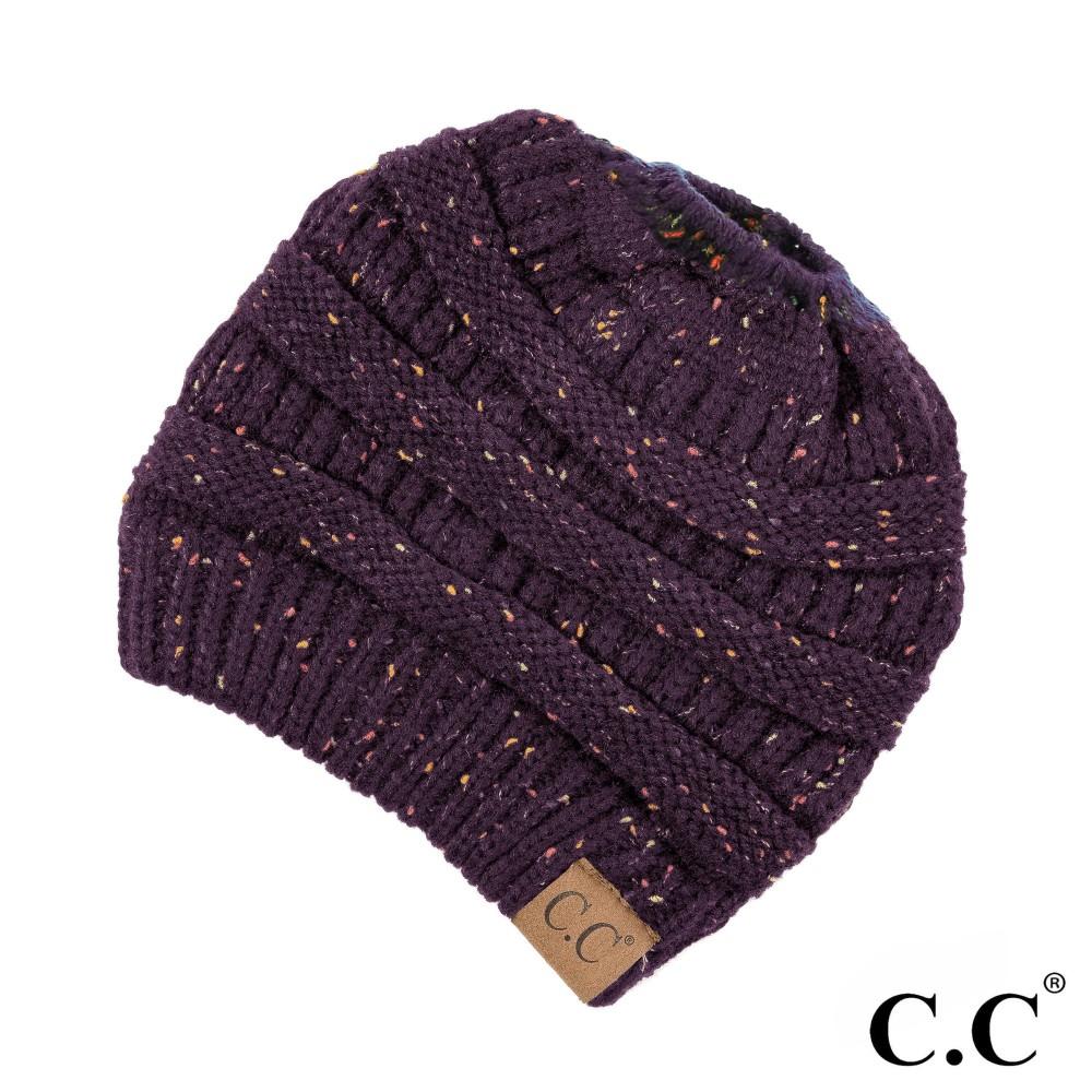 CC Beanie Messy Bun Speckled Confetti Beanie Tail Hat - MB33