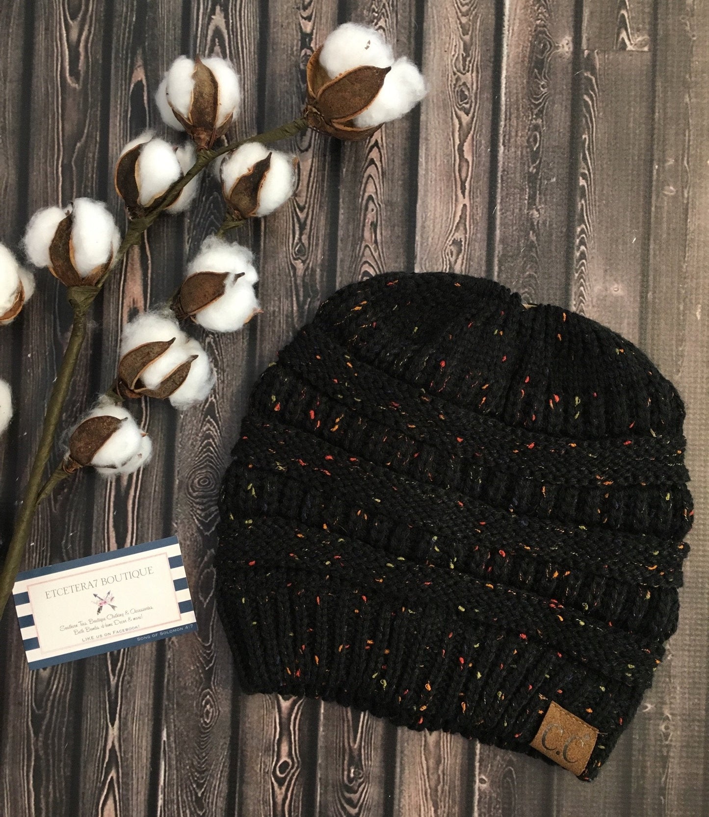 CC Beanie Messy Bun Speckled Confetti Beanie Tail Hat - MB33