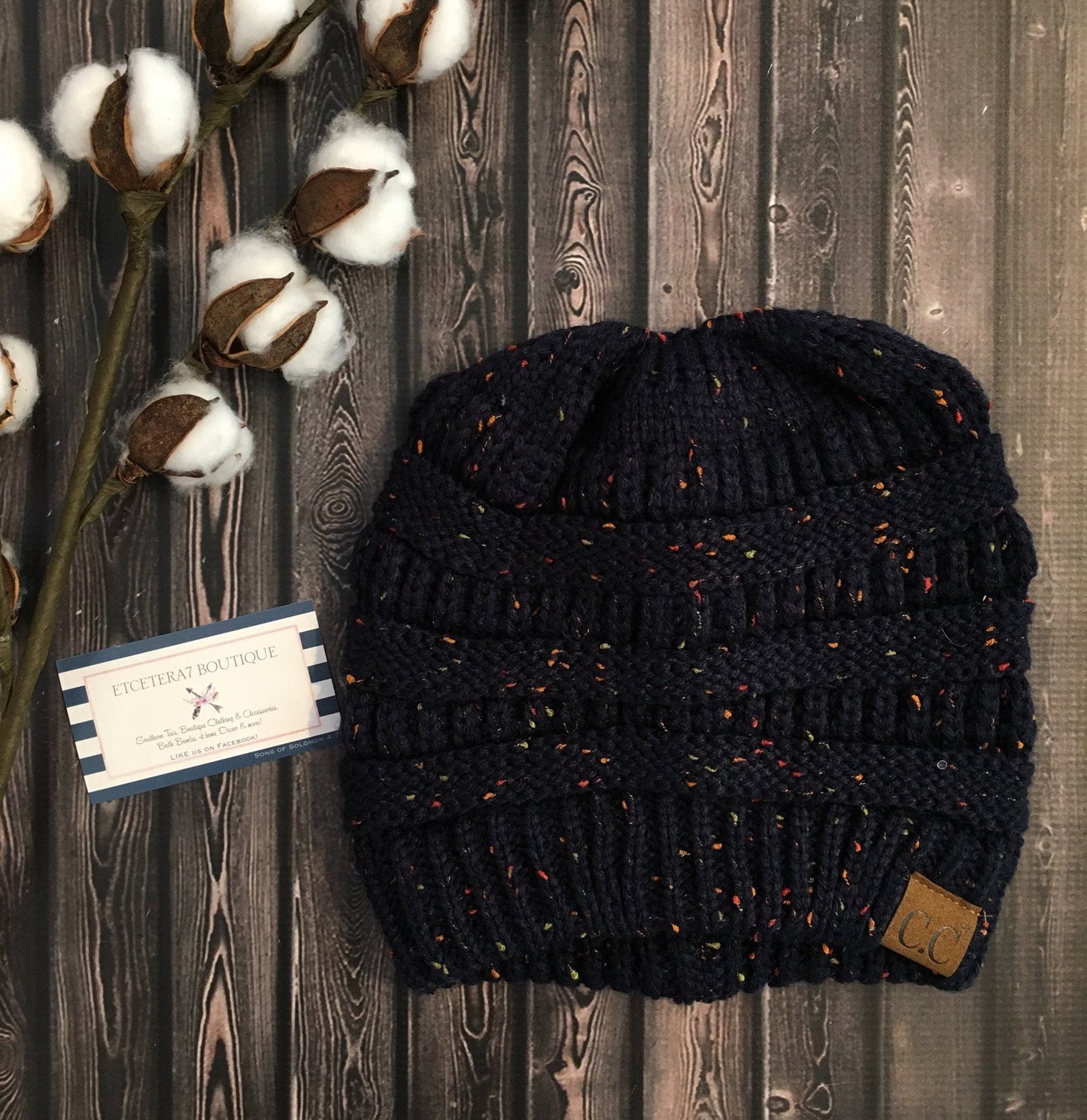 CC Beanie Messy Bun Speckled Confetti Beanie Tail Hat - MB33