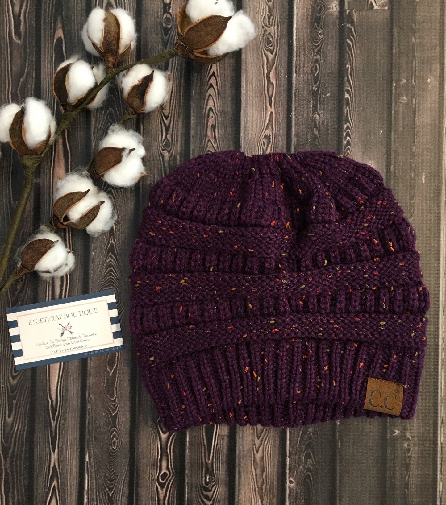 CC Beanie Messy Bun Speckled Confetti Beanie Tail Hat - MB33